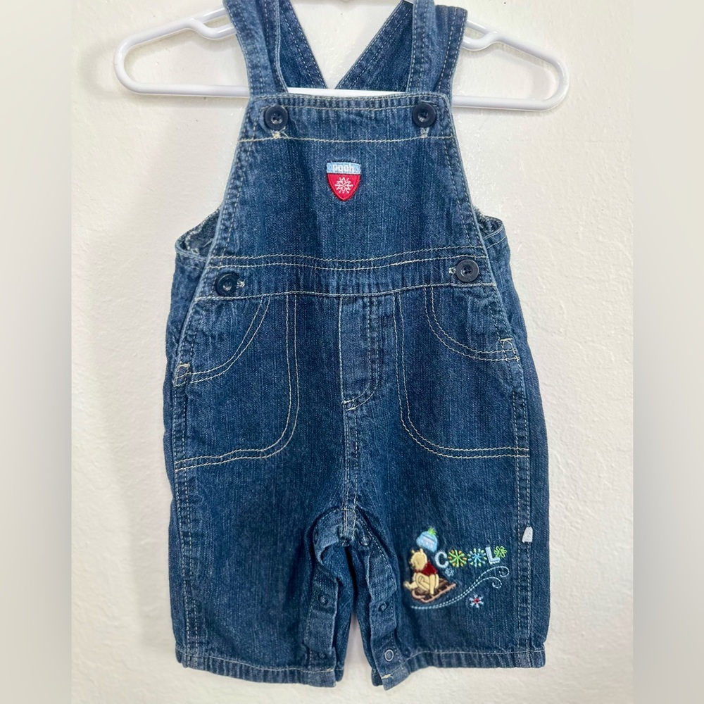 Winter Winnie the Pooh Denim Overalls with Embroidery